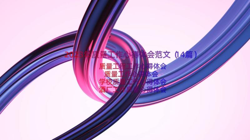 2023年质量工作心得体会范文（14篇）