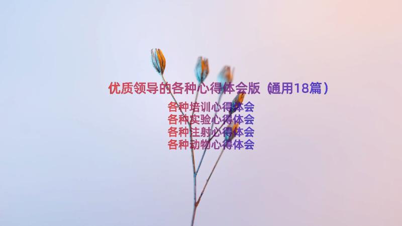 优质领导的各种心得体会版（通用18篇）