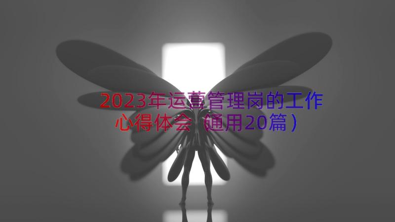 2023年运营管理岗的工作心得体会（通用20篇）