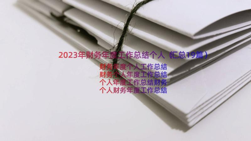 2023年财务年度工作总结个人（汇总19篇）