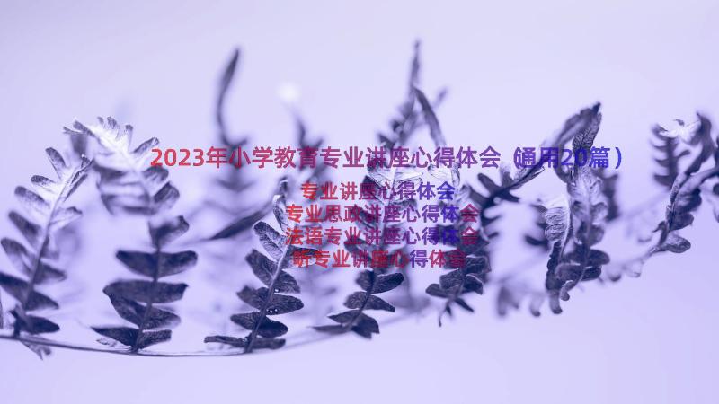 2023年小学教育专业讲座心得体会（通用20篇）