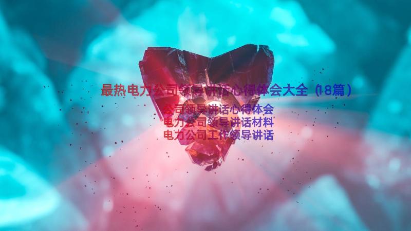 最热电力公司领导讲话心得体会大全（18篇）