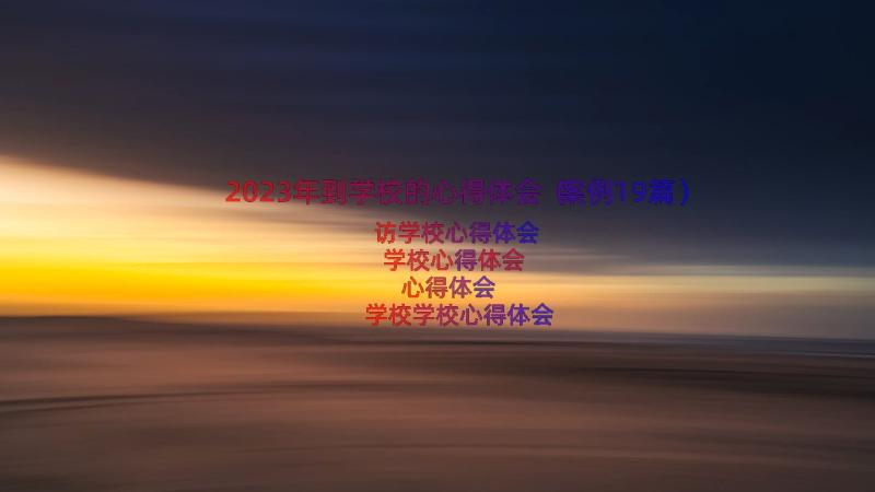 2023年到学校的心得体会（案例19篇）