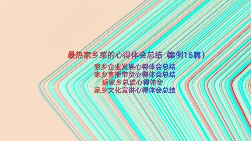 最热家乡菜的心得体会总结（案例16篇）