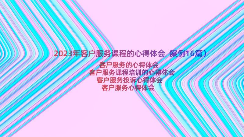 2023年客户服务课程的心得体会（案例16篇）