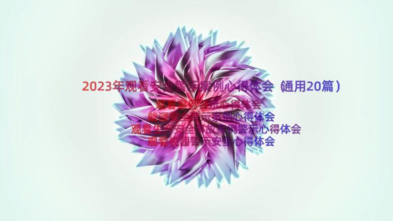 2023年观看安全警示案例心得体会（通用20篇）