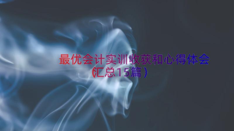 最优会计实训收获和心得体会（汇总15篇）