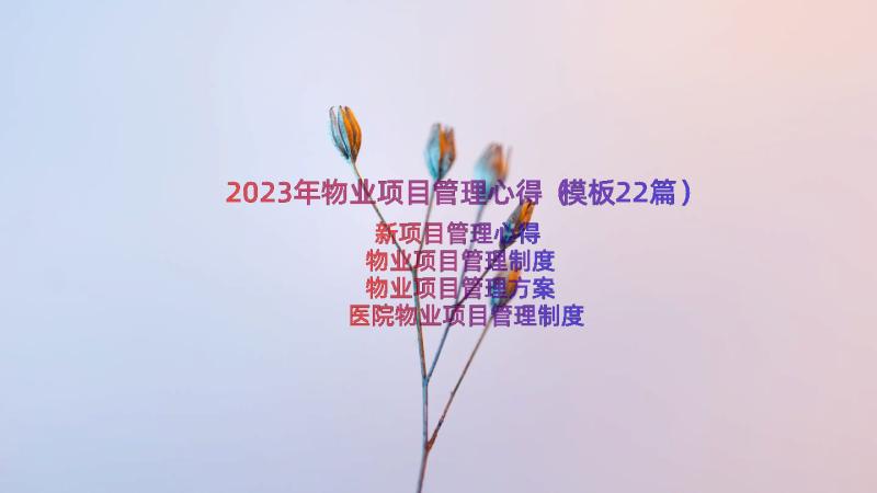 2023年物业项目管理心得（模板22篇）