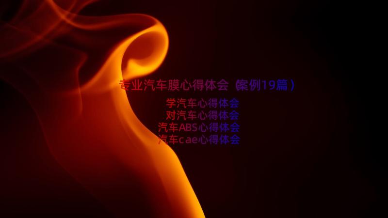 专业汽车膜心得体会（案例19篇）