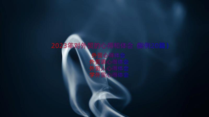 2023年对外贸的心得和体会（案例20篇）