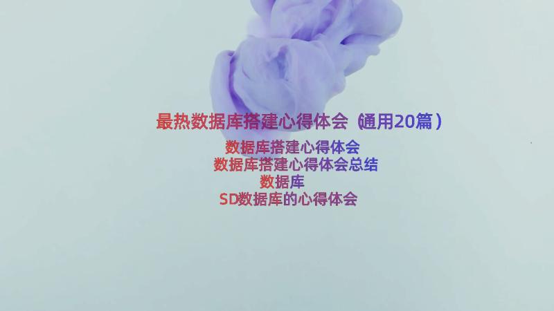 最热数据库搭建心得体会（通用20篇）