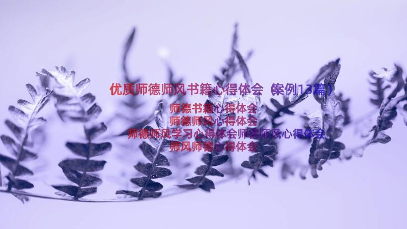 优质师德师风书籍心得体会（案例13篇）