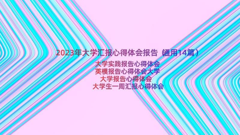 2023年大学汇报心得体会报告（通用14篇）