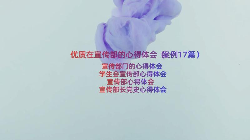 优质在宣传部的心得体会（案例17篇）