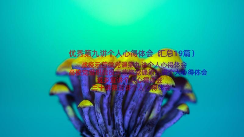 优秀第九讲个人心得体会（汇总19篇）