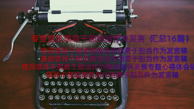 专业党员领导干部担当作为发言（汇总16篇）