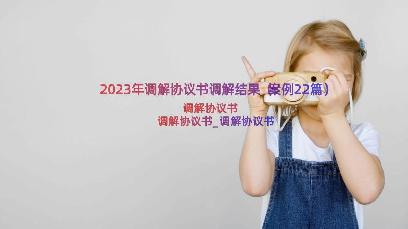 2023年调解协议书调解结果（案例22篇）