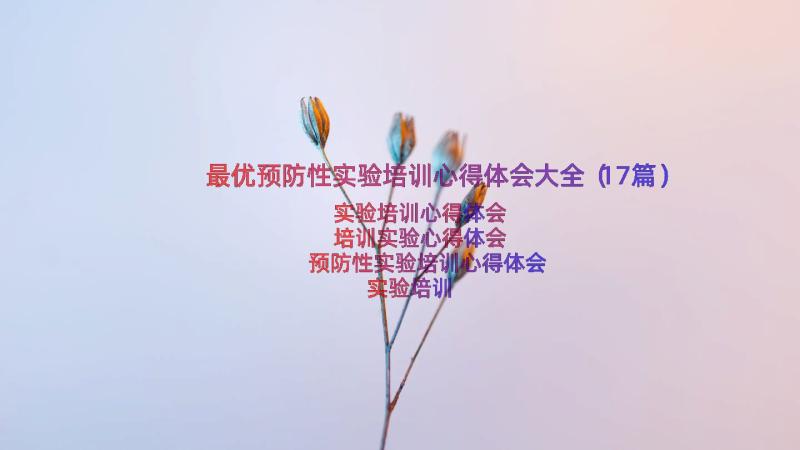 最优预防性实验培训心得体会大全（17篇）