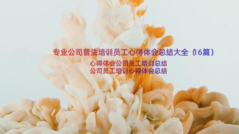 专业公司普法培训员工心得体会总结大全（16篇）