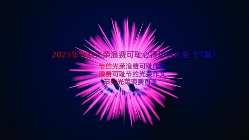 2023年节约光荣浪费可耻心得体会大全（17篇）