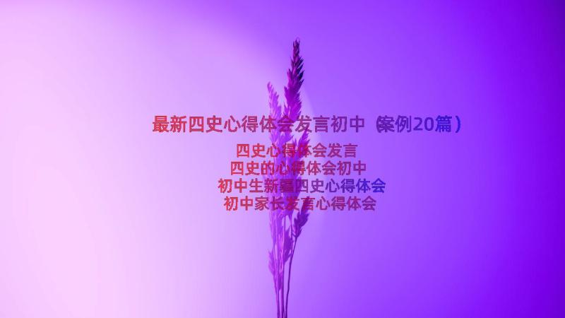 最新四史心得体会发言初中（案例20篇）