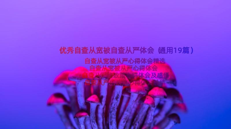 优秀自查从宽被自查从严体会（通用19篇）