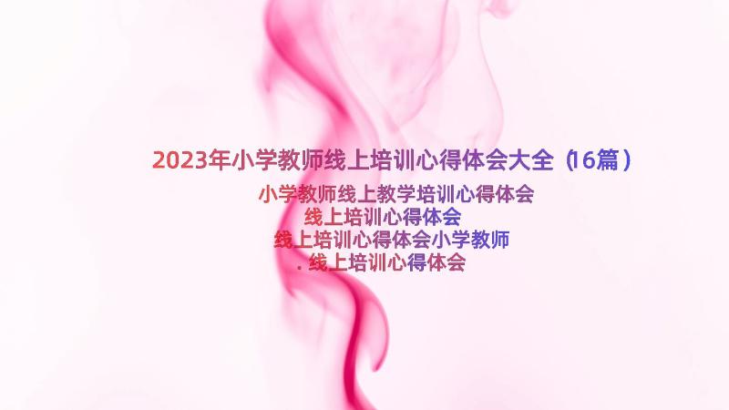 2023年小学教师线上培训心得体会大全（16篇）