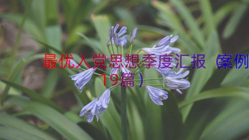 最优入党思想季度汇报（案例19篇）