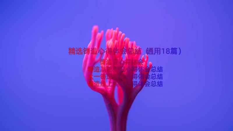 精选铸造心得体会总结（通用18篇）