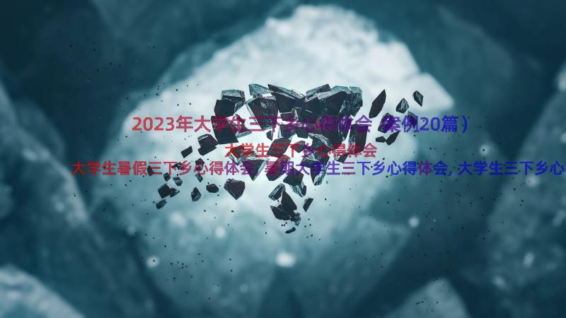 2023年大学生三下乡心得体会（案例20篇）