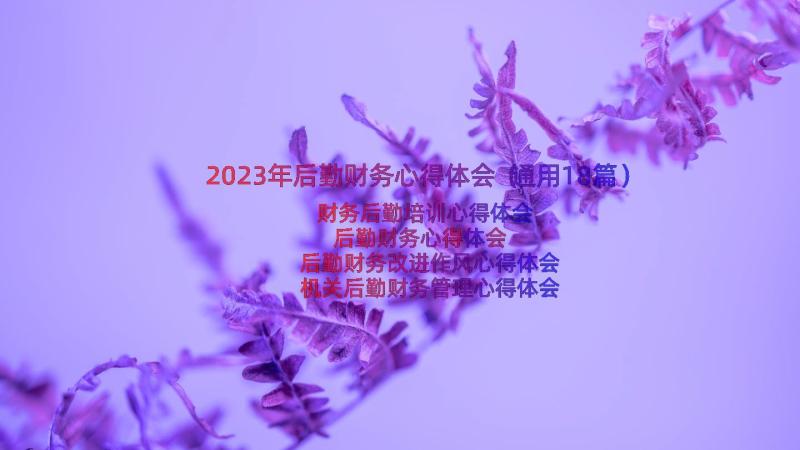 2023年后勤财务心得体会（通用18篇）