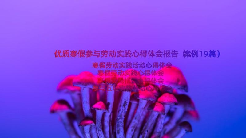 优质寒假参与劳动实践心得体会报告（案例19篇）