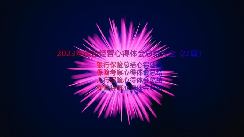 2023年保险经营心得体会总结大全（22篇）