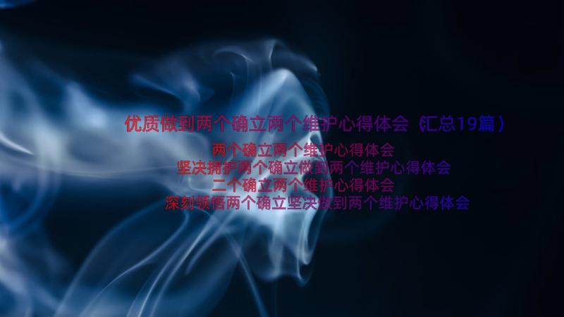 优质做到两个确立两个维护心得体会（汇总19篇）