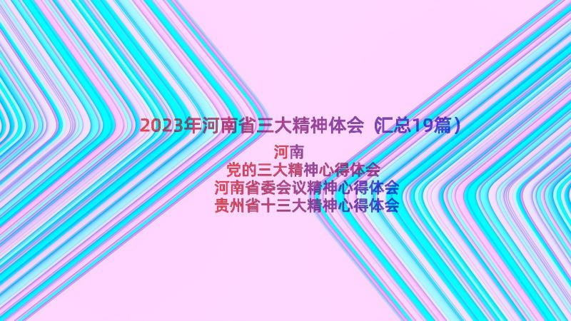 2023年河南省三大精神体会（汇总19篇）