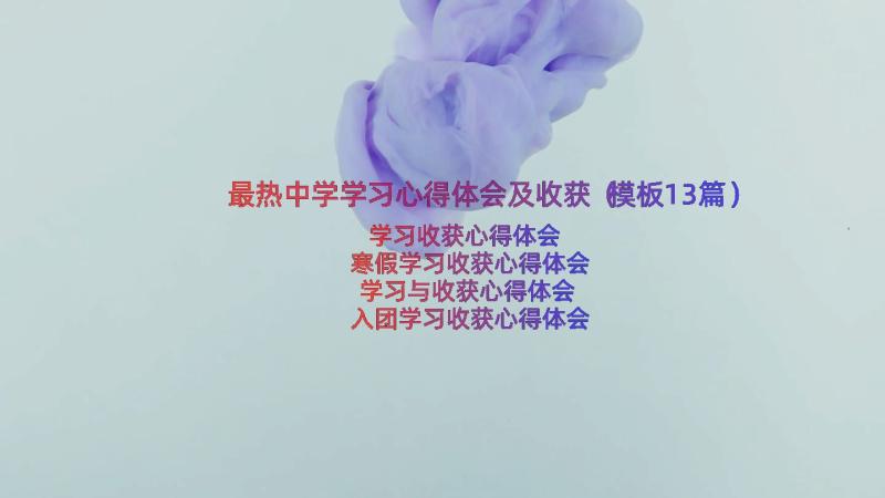 最热中学学习心得体会及收获（模板13篇）