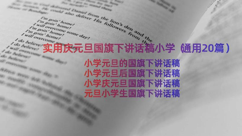 实用庆元旦国旗下讲话稿小学（通用20篇）