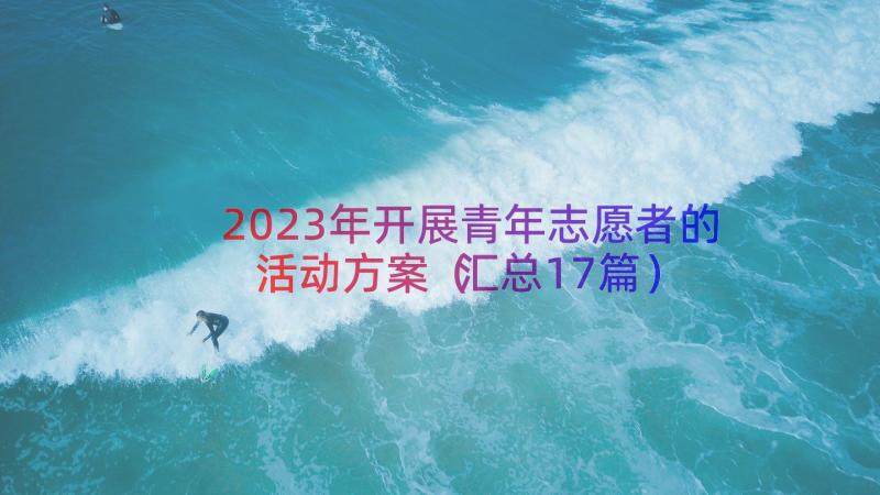 2023年开展青年志愿者的活动方案（汇总17篇）