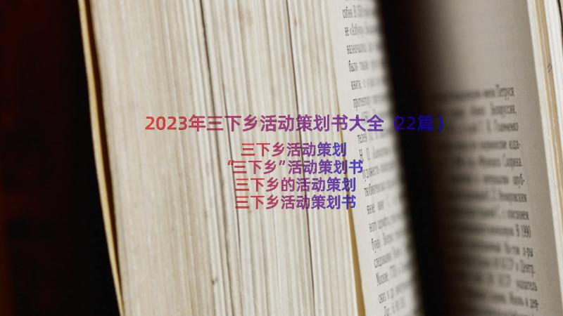 2023年三下乡活动策划书大全（22篇）