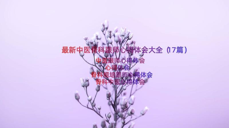 最新中医骨科跟师心得体会大全（17篇）