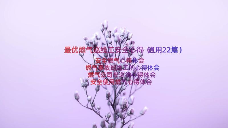 最优燃气巡线工安全心得（通用22篇）