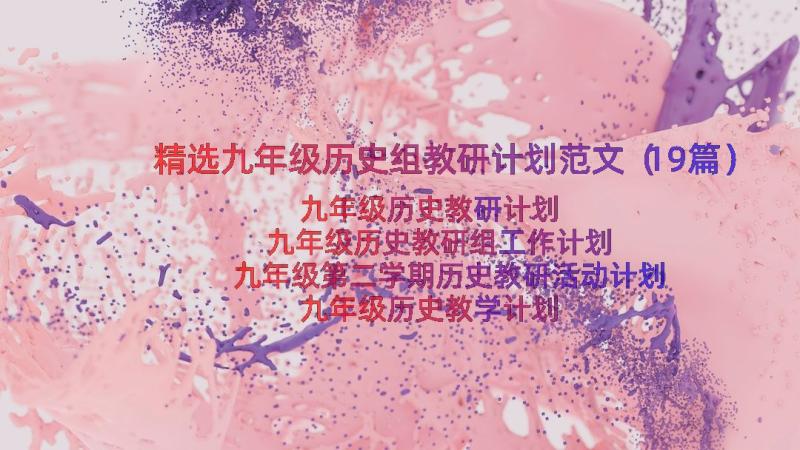 精选九年级历史组教研计划范文（19篇）