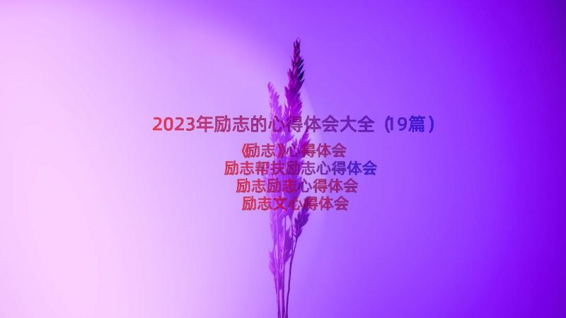 2023年励志的心得体会大全（19篇）