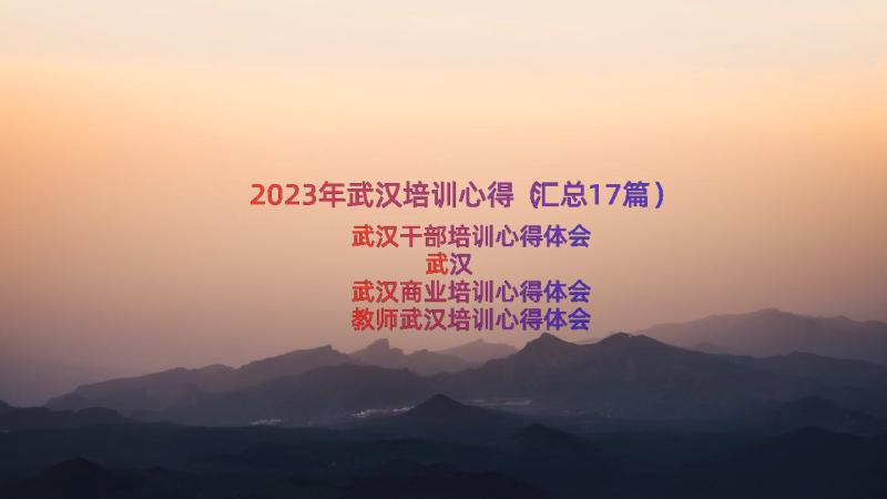 2023年武汉培训心得（汇总17篇）