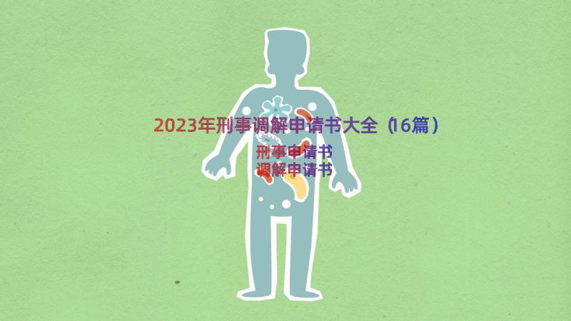 2023年刑事调解申请书大全（16篇）