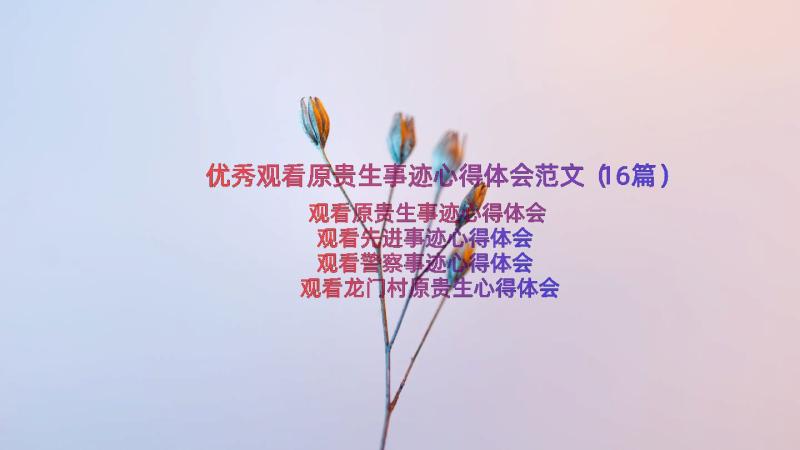 优秀观看原贵生事迹心得体会范文（16篇）