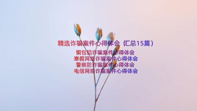 精选诈骗案件心得体会（汇总15篇）