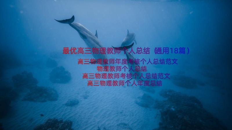 最优高三物理教师个人总结（通用18篇）