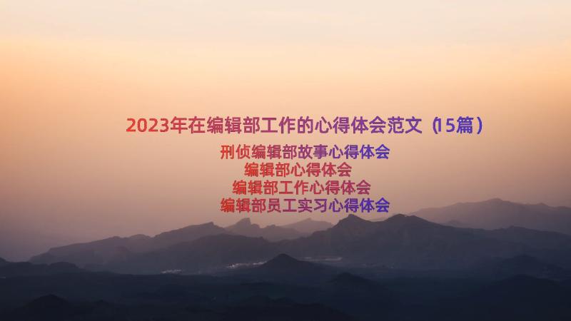 2023年在编辑部工作的心得体会范文（15篇）