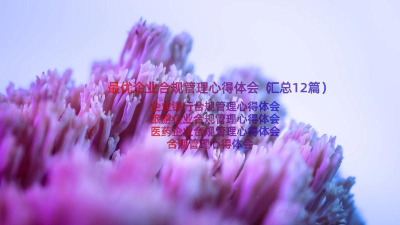 最优企业合规管理心得体会（汇总12篇）